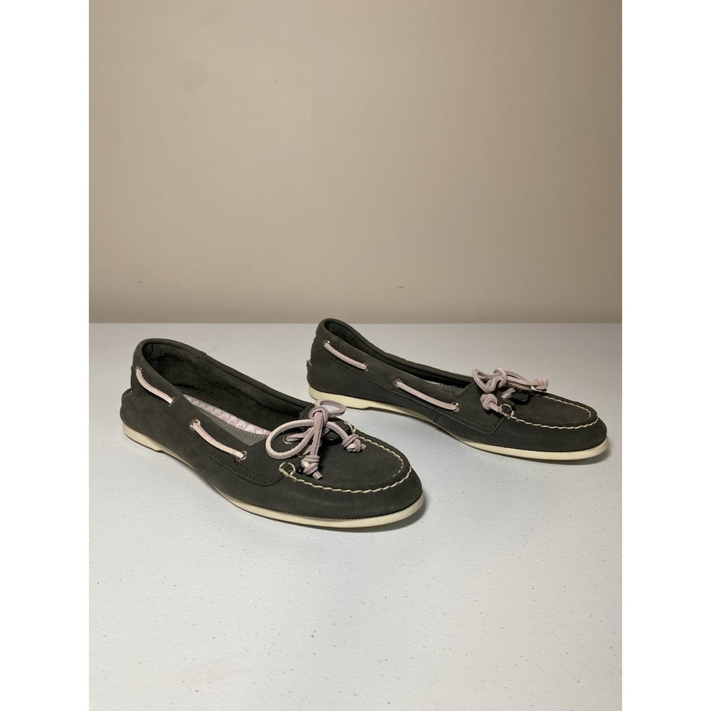 Sperry Women's Top-Sider Womens 7.5M Gray Pink Leather Boat‎ Shoes EUC!